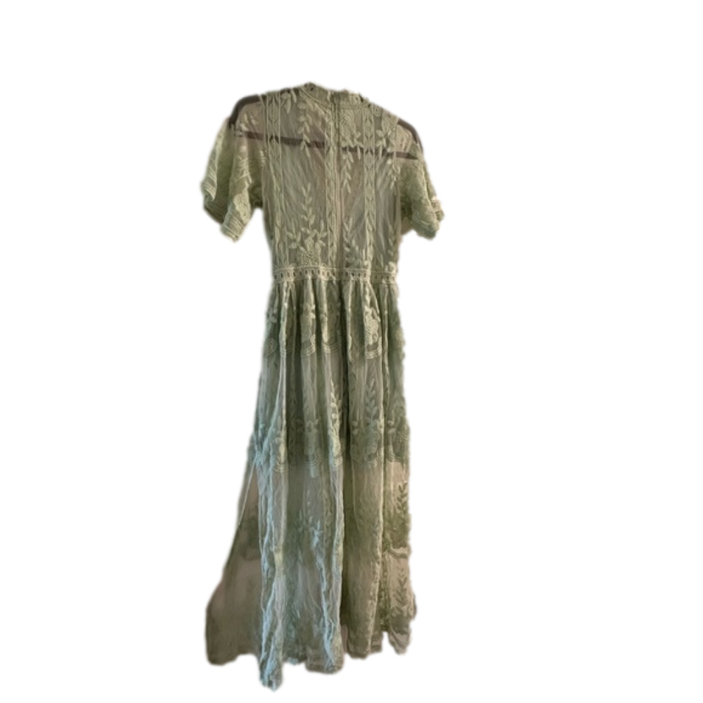 Sea Foam Green Mesh Deep V Dress Brand New Size S - Picture 3 of 5
